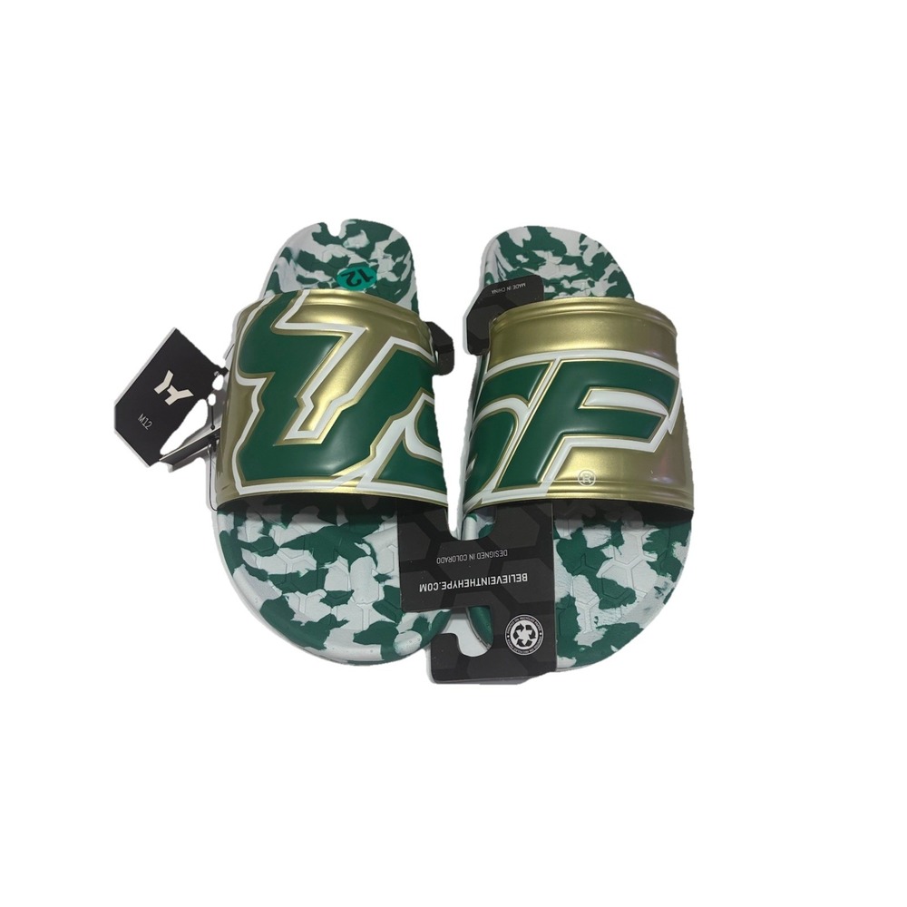 HYPE Slydr University of South Florida USF Slides Men Size 12 White Green Gold